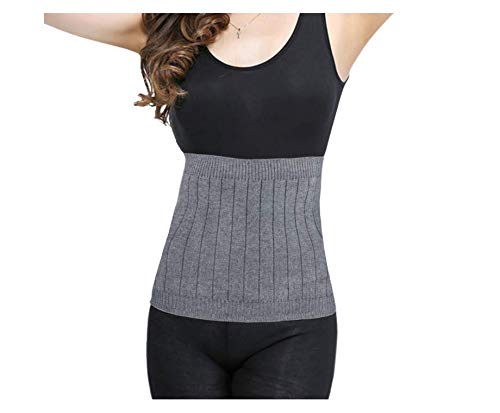 Double Thicken Thermal Cashmere Knit Warmer Band Abdominal Binder Stomach Lumbar Lower Back Support Brace Waist Trimmer Wrap Belt Postpartum Belly Band - Warming Kidney Pain Relief Recovery M for waist girth 57-90CM Double Cashmere+grey - NewNest Australia