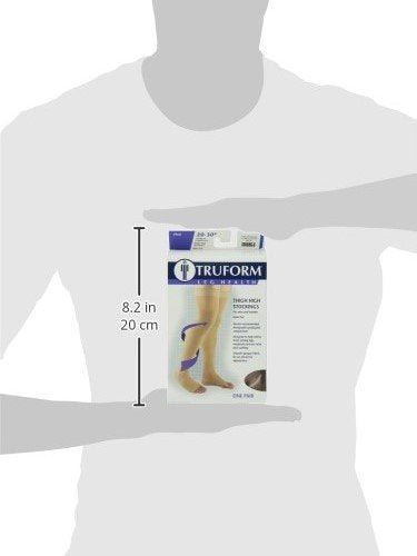 Truform 20-30 mmHg Compression Stockings for Men and Women, Thigh High Length, Dot-Top, Open Toe, Beige, Small Small (Pack of 1) - NewNest Australia