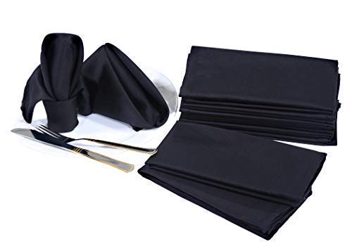 NewNest Australia - Ruvanti Black Cloth Napkins 12 Pack (18" X18"), Black Linen Napkins - Soft,Durable,Comfortable &Reusable Poly Cotton Napkins -Everyday Use Perfect Cocktail Napkins/Dinner Napkins/Table Napkins. 