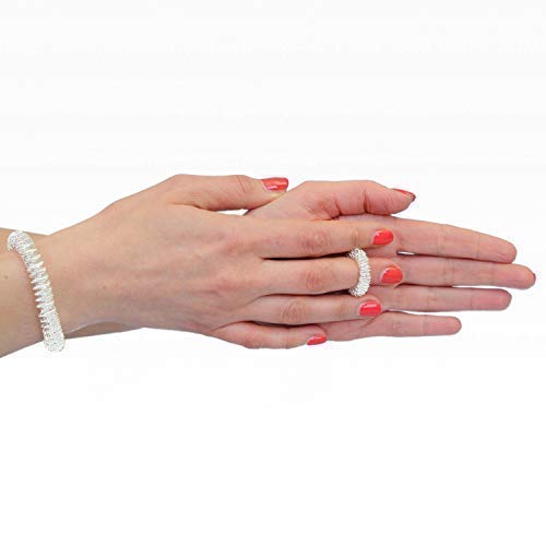 Chi-Enterprise - Premium Massage Ring Set For Wrist And Fingers | Anti-Stress Bracelet And Ring Set | Acupressure Ring - Anxiety Ring | Contents: 1 X Bracelet (Silver) + 1 X Ring (Silver/Small) - NewNest Australia