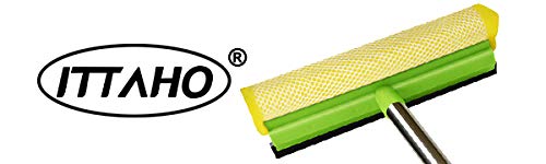 ITTAHO Multi-Use Window Squeegee, 2 in 1 Squeegee Window Cleaner with Long Extension Pole, Sponge Car Window Squeegee with 58" Long Handle for Gas Station, Glass,Shower,Outdoor High Window Cleaning - NewNest Australia