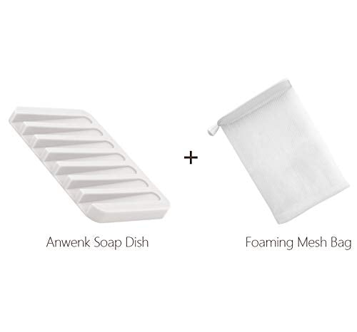 Anwenk Soap Dish Shower Waterfall Soap Tray Soap Saver Soap Holder Drainer Flexible Silicone for Shower/Bathroom/Kitchen/Counter Top,Keep Soap Bars Dry Clean,Easy Cleaning-White,1Pack Silicone Soap Dish-1pack - NewNest Australia