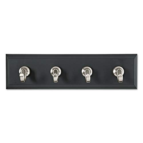 NewNest Australia - 3M Command HOM18SES Decorative Key Rail, 8w x 1 1/2d x 2 1/8h, Black/Silver, 4 Hooks/Pack 