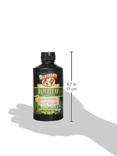 Barlean's Peppermint Olive Leaf Complex with 7,700 ORAC and 95mg Oleuropein - Non-GMO, Sustainably Sourced, Kosher - 16-Ounces - NewNest Australia