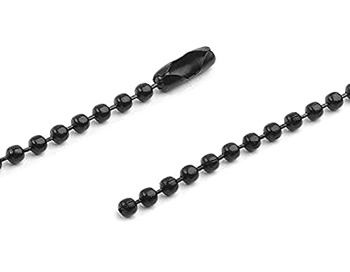 VIUJUH 150 pcs 100mm Bead Connector Clasp,2.4mm Diameter Ball Chain Keychain Rings Metal Bead Chain Nickel Chain Dog Tag Chain (Black) Black - NewNest Australia
