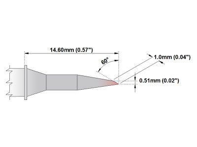 Thermaltronics M7LR400 Bevel 60deg Long Reach 1.0mm (0.04in) interchangeable for Metcal STTC-146 - NewNest Australia