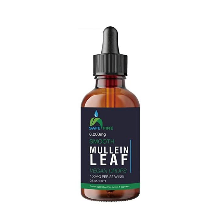 SafeFine Mullein Leaf Extract Drops - 1 Bottle of 60 ml - Alcohol Free & Vegan Formula -Plant Based - Gluten Free - Soy Free - Non GMO-for Respiratory, Immune Support & Natural Sleep Aid - NewNest Australia