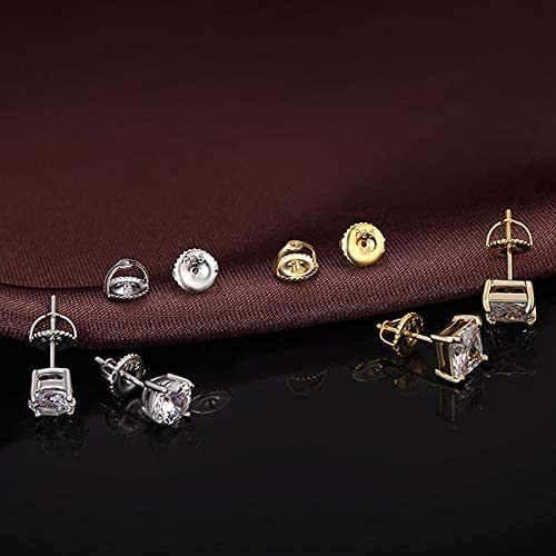 DELECOE 925 Stering Silver Screw Earring Backs Replacements for Threaded Post (0.032''), 4 Pairs Hypoallergenic 18K Gold Plated Screw on Earring Backs for Diamond Earring Studs, 6mm - NewNest Australia