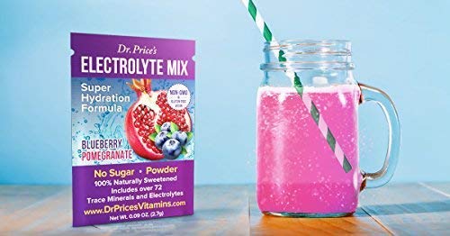 Dr. Price's Vitamins Electrolyte Mix Supplement Powder, 72 Trace Minerals, Potassium, Sodium, Electrolyte Replacement Keto Drink | Blueberry-Pomegranate 30 Packets | No Sugar, Keto, Vegan, Non-GMO - NewNest Australia