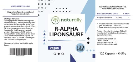 naturally R Alpha lipoic acid capsules [for 4 months] 120 pieces 300 mg R Alpha lipoic acid high dosage - Made in Germany, vegan, alpha gbc, nac - NewNest Australia