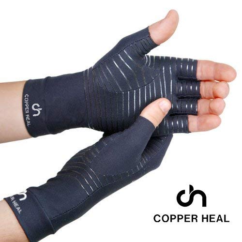 COPPER HEAL Arthritis Compression Gloves Rheumatoid Carpal Tunnel Glove Fingerless Pains Hands Support finger joint Small (1 Pair) - NewNest Australia