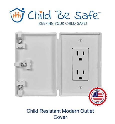 Child Be Safe, Baby Toddler Pet Resistant Electrical Safety Cover Guard for Home and Business, Made in USA, Compatible with Decora Leviton Legrand, Modern Wide Outlet (White, Single Unit) White - NewNest Australia