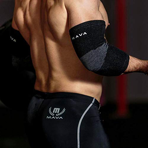 Mava Sports Bamboo Elbow Brace Compression Support Sleeve for Tendonitis, Tennis, Golf Elbow Treatment - Reduce Elbow Joint Pain Black Small - NewNest Australia