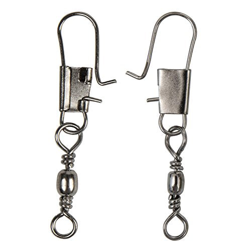 ReeMoo 200PCS Fishing Rolling Ball Bearing Barrel Swivel with Safety Snap Connector Fishing Accessories #2#4#6#8#10 - NewNest Australia