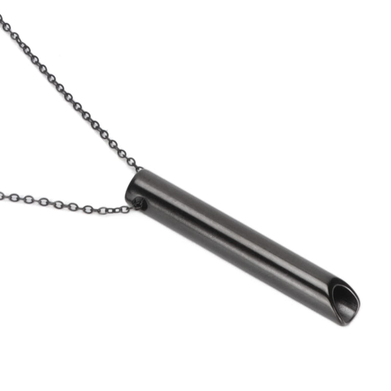 Leftwei Stress Relief Mindful Necklace, Breathing Necklace Spiritual Jewelry Breathing Exercise Device Anxiety Whistle Necklace for Habitual Breathing Exercises, Meditation, Anxiety Relief (Black) Black - NewNest Australia
