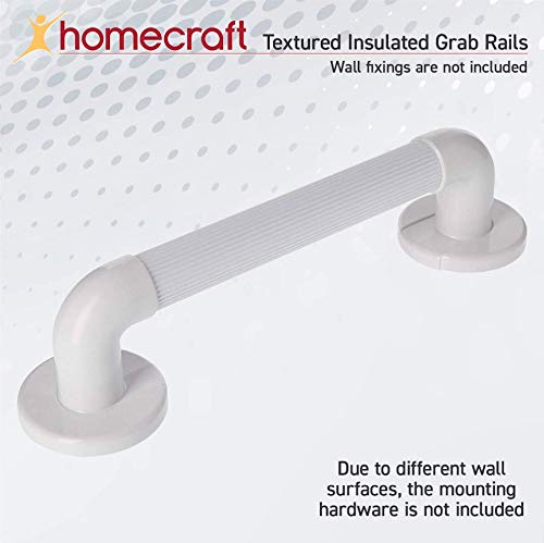 Homecraft Moulded Fluted Grab Rail, Durable PVC Safety Rail and Mobility Aid for Bathroom for Elderly, Disabled and Handicapped Users, Indoor and Outdoor Attachment, 30.5cm - NewNest Australia