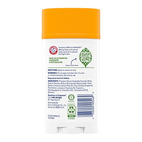 ARM & HAMMER Essentials Deodorant- Clean Juniper Berry- Wide Stick- Made with Natural Deodorizers- Free From Aluminum, Parabens & Phthalates, 2.5 oz (Pack of 2) 2.5 Ounce (Pack of 2) - NewNest Australia