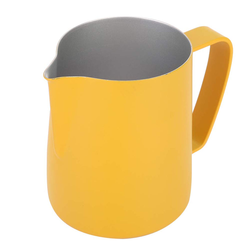 Omabeta Coffee Pitcher Frothing Cup Coffee Art Making Milk Frothing Cup Milk Frothing Pitcher Jug Coffee Latte 600ml Stainless Steel Espresso Pull Flower Cup for Home Coffee Shop Use(yellow) Yellow - NewNest Australia