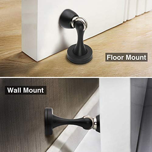 Magnetic Door Stops, Door Stopper Stainless Steel Magnetic Doorstop Brushed Satin Nickel, Black Wall Floor Mounted Door Holder Door Catch for Bedroom Bathroom Kitchen Home Office 1 Pack - NewNest Australia