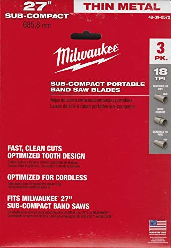 Milwaukee 48-39-0572 18 TPI Sub-Compact Portable Band Saw Blade, 3 Per Pack - NewNest Australia