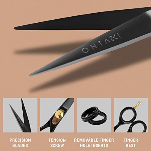 ONTAKI Premium Hand Forged Japanese Steel Hair Beard Mustache Scissors Cut Trim Groom Facial Hair Bangs (5.0 Black) - NewNest Australia