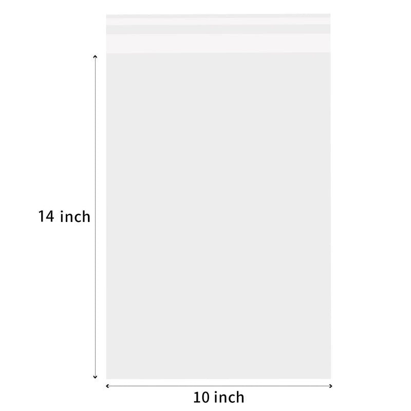 Clear Resealable Cellophane Plastic Bags Self Adhesive for Packaging Shirts, Clothing and Products,100 Pcs 10x14 Inches Self Sealing Cellophane Bags - NewNest Australia