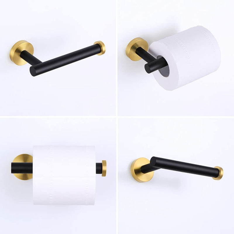 Toilet Paper Holder, APLusee Stainless Steel Half Open Round Tissue Roll Hanger, Bathroom Kitchen Wall Storage (Black & Gold) Black & Gold - NewNest Australia