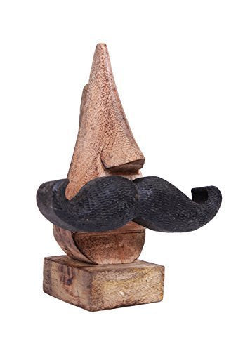NewNest Australia - Purpledip Wooden Spectacles Stand Glasses Holder 'Moostachio': Quirky Design with Moustache; Memorable Gift (10738) 