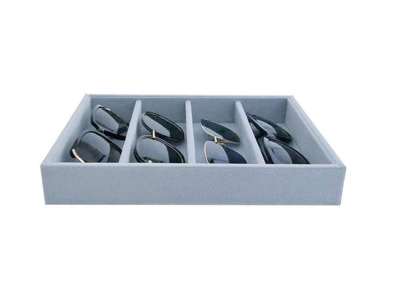 NewNest Australia - Svea Display Grey Velvet Stackable Organizer Premium Quality Stackable Tray (Glasses Tray) Glasses Tray 