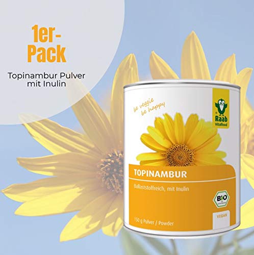 Raab Vitalfood Organic Jerusalem Artichoke Powder, Vegan, High in Fiber, with Inulin, No Additives, Laboratory Tested, Sun Root, Pack of 1 (150 g) - NewNest Australia