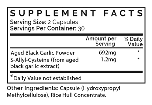 Aged Black Garlic Capsules - Garlic Pills for Cholesterol Support - Less Odor - Potent Antioxidant - 60 Capsules - Allium Sativum Supplement - More Effective Than Allicin - NewNest Australia