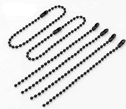 VIUJUH 150 pcs 100mm Bead Connector Clasp,2.4mm Diameter Ball Chain Keychain Rings Metal Bead Chain Nickel Chain Dog Tag Chain (Black) Black - NewNest Australia