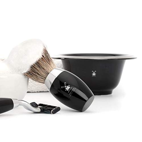 MÜHLE soap dish - shaving bowl made of porcelain in black - shaving foam bowl with platinum rim - NewNest Australia