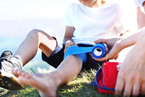 RISEN Cohesive Bandage Cohesive Bandage 2” x 5 Yards, 6 Rolls, Self Adherent Wrap Medical Tape, Adhesive Flexible Breathable First Aid Gauze Ideal for Stretch Athletic(Blue) Blue - NewNest Australia