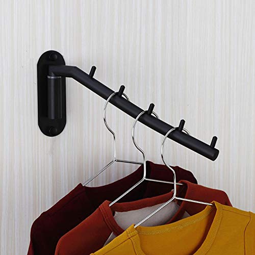 NewNest Australia - Folding Wall Mounted Clothes Hanger Rack Wall Clothes Hanger Stainless Steel Swing Arm Wall Mount Clothes Rack Heavy Duty Drying Coat Hook Clothing Hanging System Closet Storage Organizer Black 1Pack 