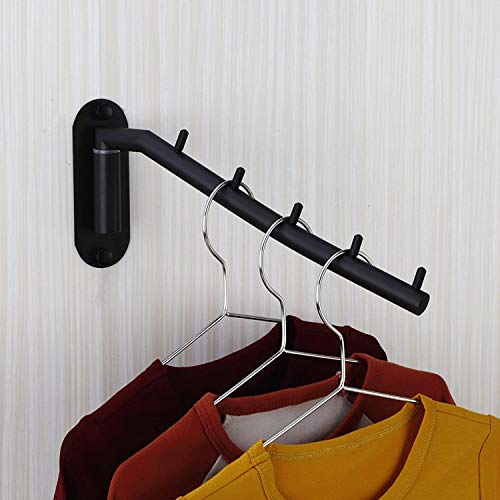 NewNest Australia - Folding Wall Mounted Clothes Hanger Rack Wall Clothes Hanger Stainless Steel Swing Arm Wall Mount Clothes Rack Heavy Duty Drying Coat Hook Clothing Hanging System Closet Storage Organizer Black 2Pack 