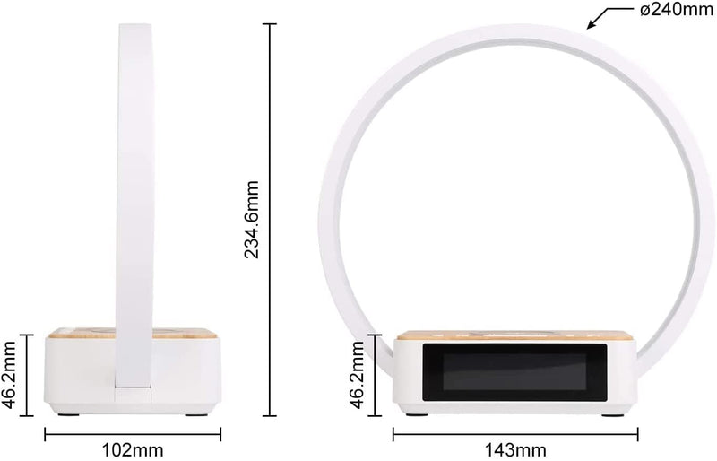 Blonbar Led Bedside Lamp With Charging Function, Table Lamp, Wake Up Light, Alarm Clock, Touch Control, Dimmable, 10 W Wireless Charger & 3 Levels Brightness, Table Lamp For Bedroom, Living Room - NewNest Australia