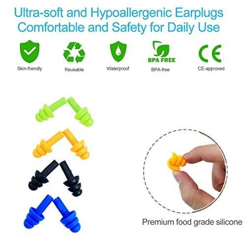 Ear Plugs for Sleeping,16 Pairs Noise Canceling Ear Plugs Soft Reusable Silicone Earplugs Waterproof Noise Reduction Earplugs for Concert,Swimming,Study,Loud Noise,Snoring - NewNest Australia