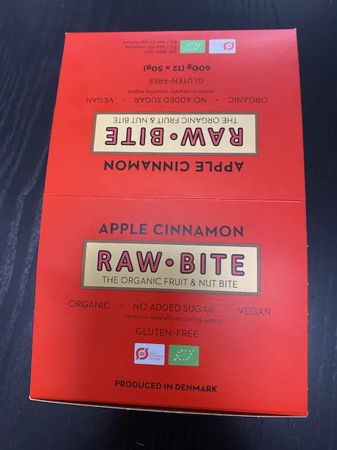 Rawbite Apple Cinnamon In A Box Of 12 - Vegan, Gluten-Free & No Added Sugar (Naturally Contains Sugar) - Organic Fruit And Nut Bars With Apple And Cinnamon (12 X 50 G) Single 12 Pieces (Pack Of 1) - NewNest Australia