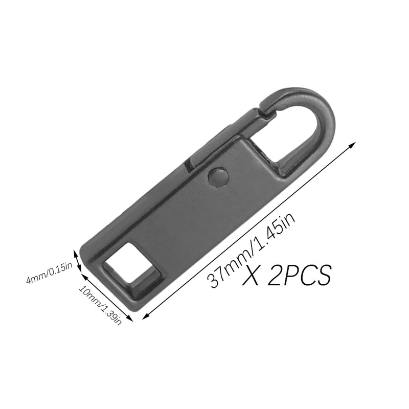 2 Pcs Zipper Pull, Zipper Pulls Replacement, Zipper Gripper, Detachable Universal Zipper Tab Pullers, Zipper Repair Kit for Luggage, Handbags, Jacket, DIY Crafts(Black,37x10x4mm) - NewNest Australia