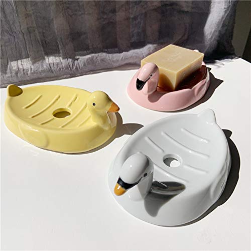 JHNIF Ceramic Cute Flamingo Soap Tray Soap Dish, Pink - NewNest Australia