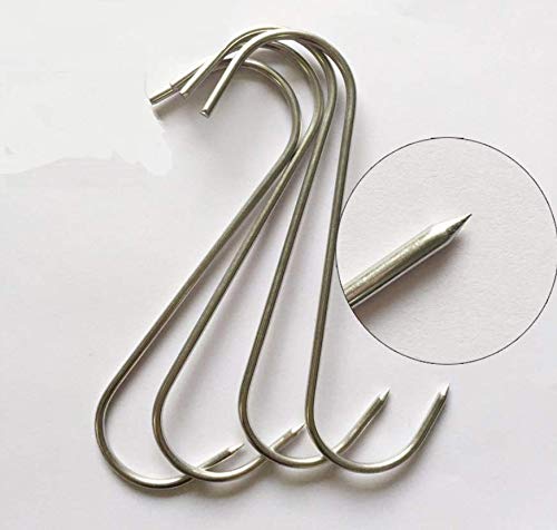 NewNest Australia - Astra Gourmet 7.5" Meat Hooks S-Hook Stainless Steel Meat Processing Butcher Hook Pot Racks S Hook Meat Hangers for Bacon Sausage Smokers - 6 Pack 7.5" 