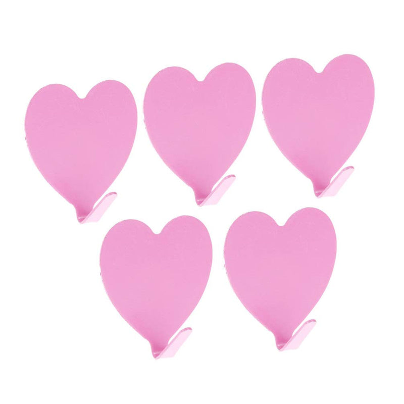 NewNest Australia - NUOBESTY Coat Hooks Wall Mounted Coat Rack Closet Hooks Heart Shaped Multifunctional Self Adhesive Door Hook Hanger Home Organizer Tool Pink 