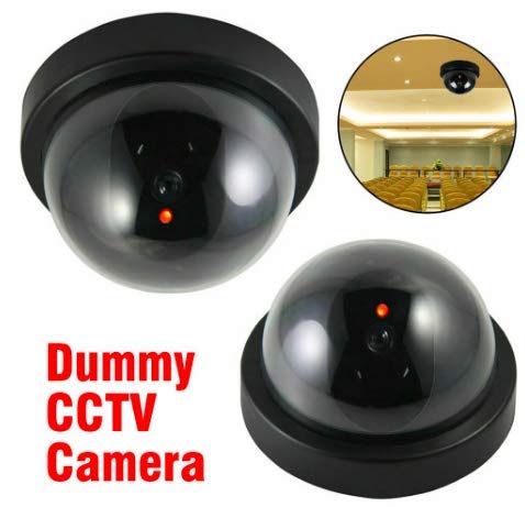Fake Cameras - Realistic Security Camera (2 Pk) Warn Would-be Intruders Using a Dome Dummy Camera with Flashing Red LED Light - Decoy CCTV Security - NewNest Australia