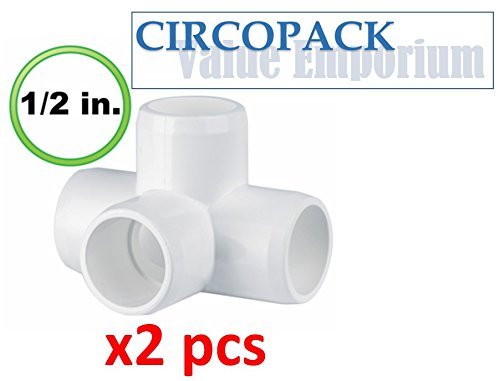 CIRCOPACK 1/2" PVC 4-way Ell Tee Fitting Connectors for Schedule 40 PVC Pipe, 1/2" 4-way LT (2 pieces) - NewNest Australia