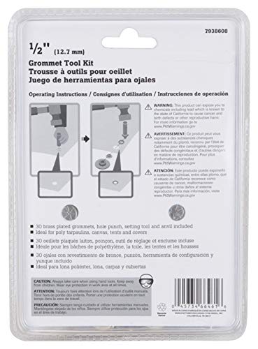 Edward Tools Grommet Kit 1/2” - Heavy Duty Brass Eyelet Grommets for Tarps, Fabric, Tent - Grommet Tools - Hole Punch, Setting Tool, Anvil - Stronger Rustproof Brass Metal Grommets - Tarp Repair Kit - NewNest Australia