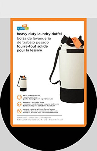 NewNest Australia - Honey-Can-Do LDY-03277 Extra-Capacity Laundry Duffle Bag with Carrying Strap,Black/White,15.2" x 15.2" x 33.1" 