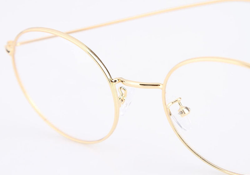 sigaer glasses nerd glasses retro round unisex metal frame glasses frame decorative glasses 140x50mm gold - NewNest Australia