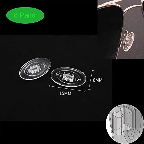 Eyeglasses Nose Pads 15mm 6 Pairs Oval Pushin Nose Pieces Push in Soft Silicone Slide in Nose Pads Nosepads for Eye Glasses Eyeglasses Sunglasses 15mmx8mm - NewNest Australia