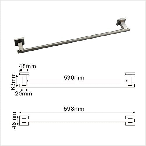 QT Home Decor Premium Modern Single Towel Bar Rack w/Square Base (24 Inches)- Brushed Finish, Made from Stainless Steel, Water and Rust Proof, Wall Mounted, Easy to Install - NewNest Australia